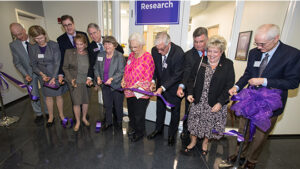 Leaders from across East Carolina University and its School of Dental Medicine held a ribbon cutting Oct. 28 for a new research facility on the fourth floor of Ross Hall. Photo by Cliff Hollis, ECU News Services.