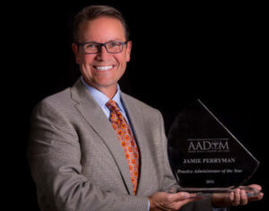 Jamie Perryman has received the 12th annual American Association of Dental Office Management Practice Administrator of the Year Award.Courtesy of AADOM 