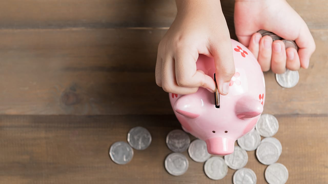 Child with piggy bank