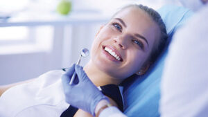 Woman in dental chair