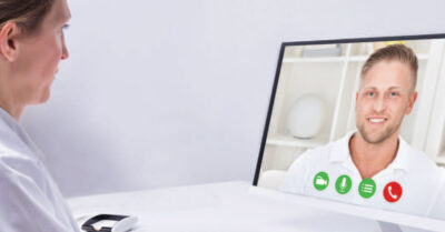 Dentist and patient on a teledentistry call