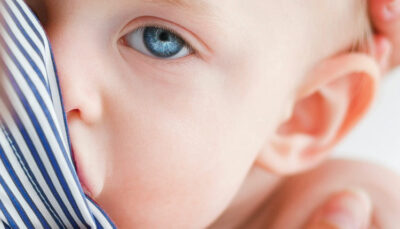 close up of baby breastfeeding