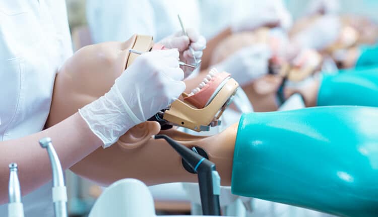 Close-up of dentistry student on classes