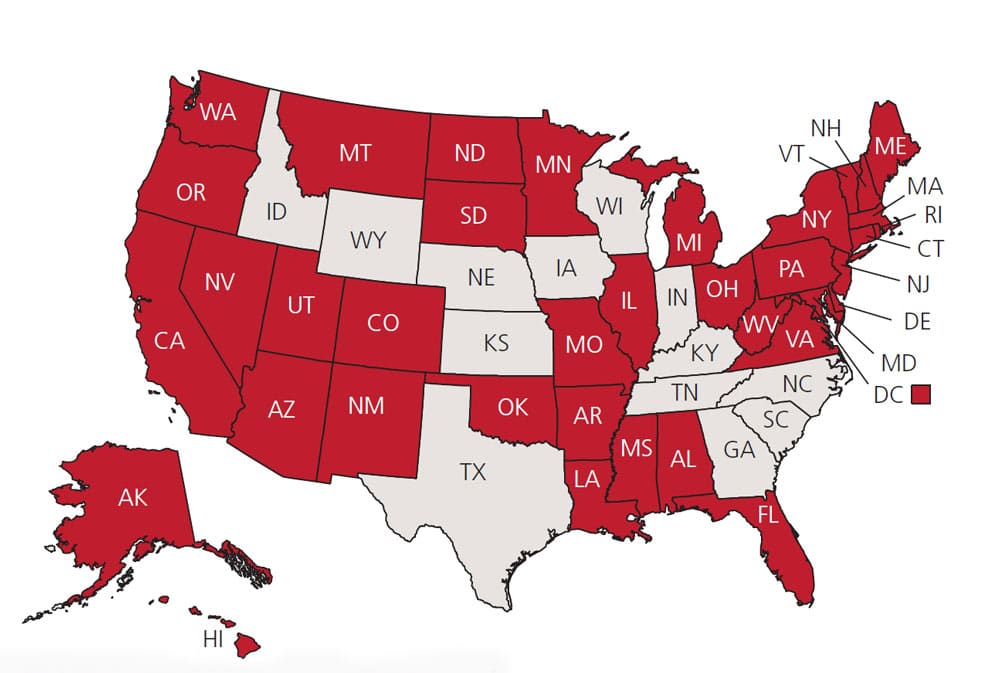 FIGURE 1. States where medical marijuana is legal.* * Source: Britannica ProCon.org