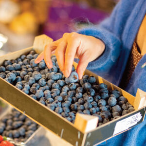 woman with blueberries