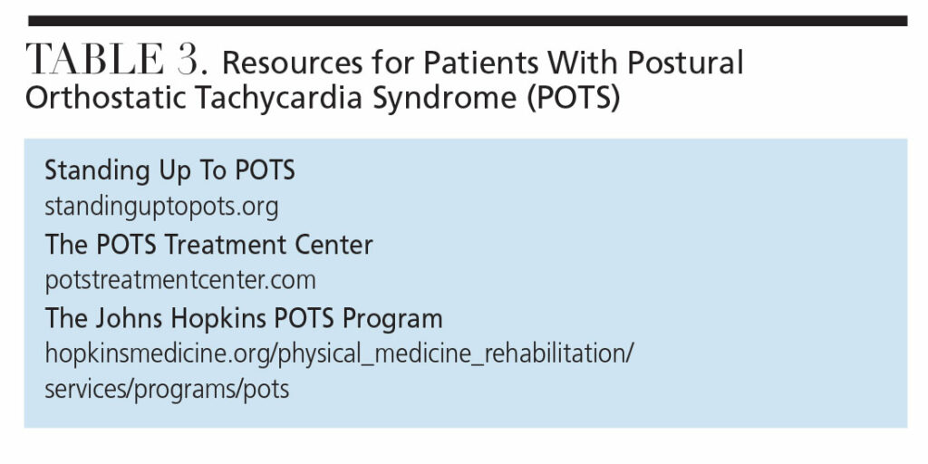 Summary of treatment options existing for POTS with the